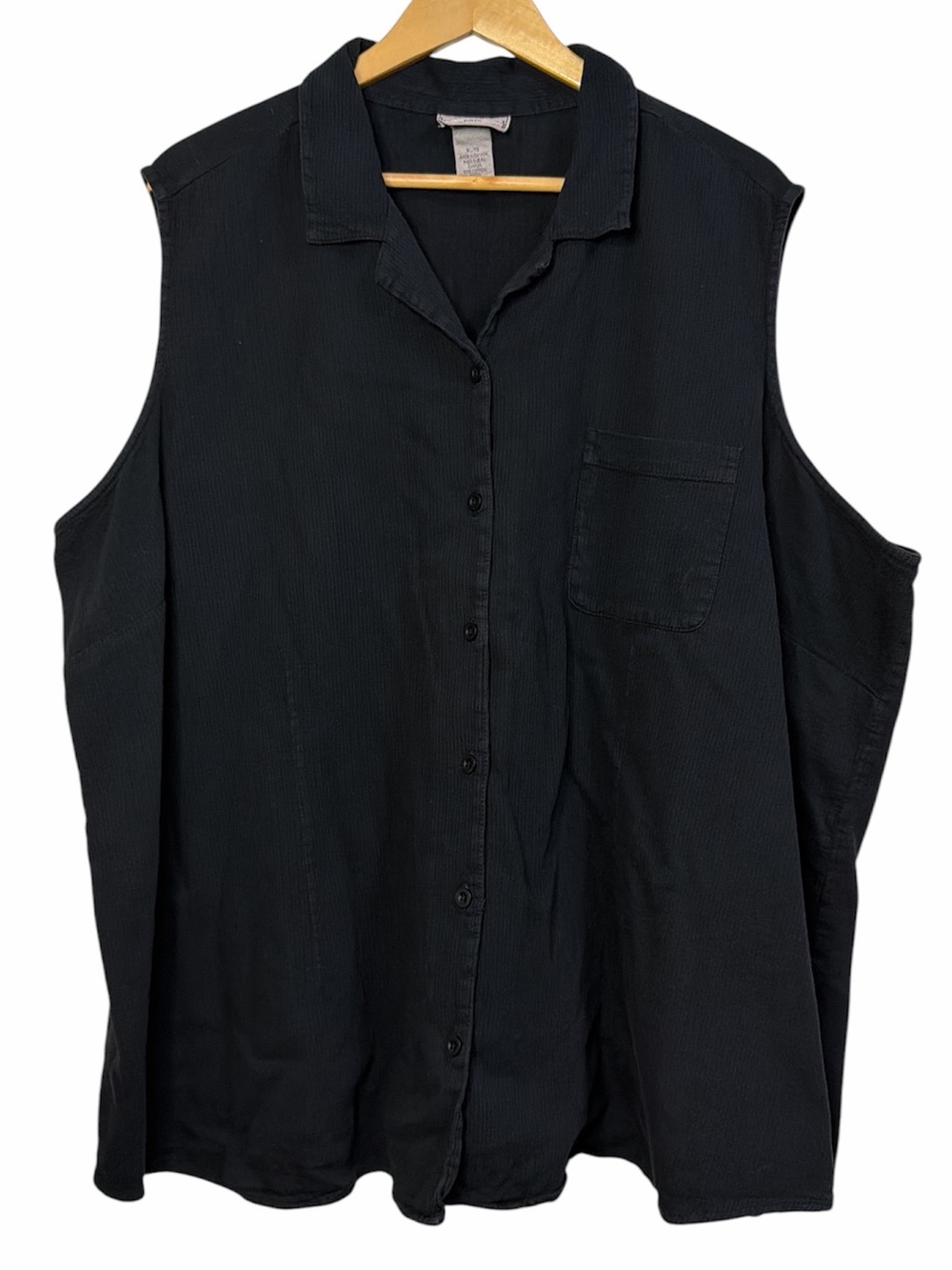 Sleeveless Button-Front Black Women's Top